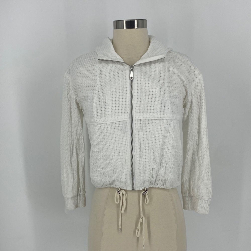 Rebecca Minkoff Hooded Crop Puff Long Sleeve Zip Up Jacket